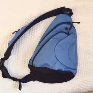 Victorinox backpack with one cross-body strap.